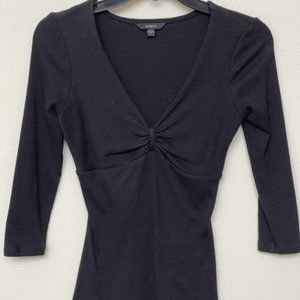 Guess 3/4 Sleeve Black V-Neck Sweater Size XS